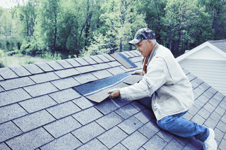 Examine roof shingles