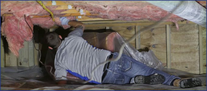 Crawl space fiberglass insulation