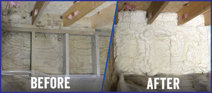 Crawl space spray foam insulation